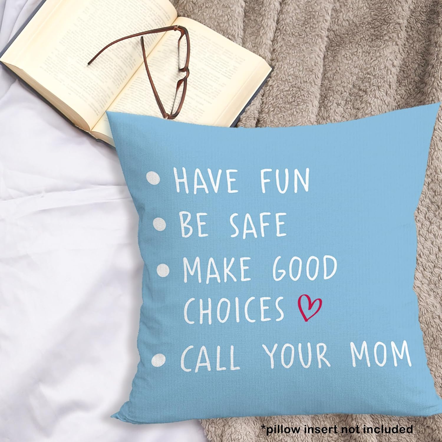 Blue Call Your Mom Throw Pillow Covers 20x20, Dorm Room Classroom Decor Pillow Cases for Freshman College Students, Decorative Square Pillowcases for Couch Bed Sofa, Back to School Gifts image 3