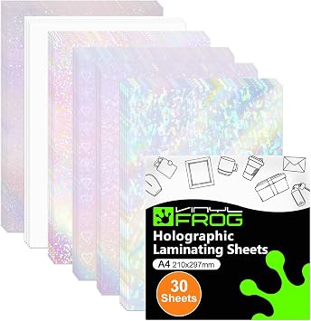 VINYL FROG Holographic Sticker Paper 30 Sheets Holographic Lamination Vinyl