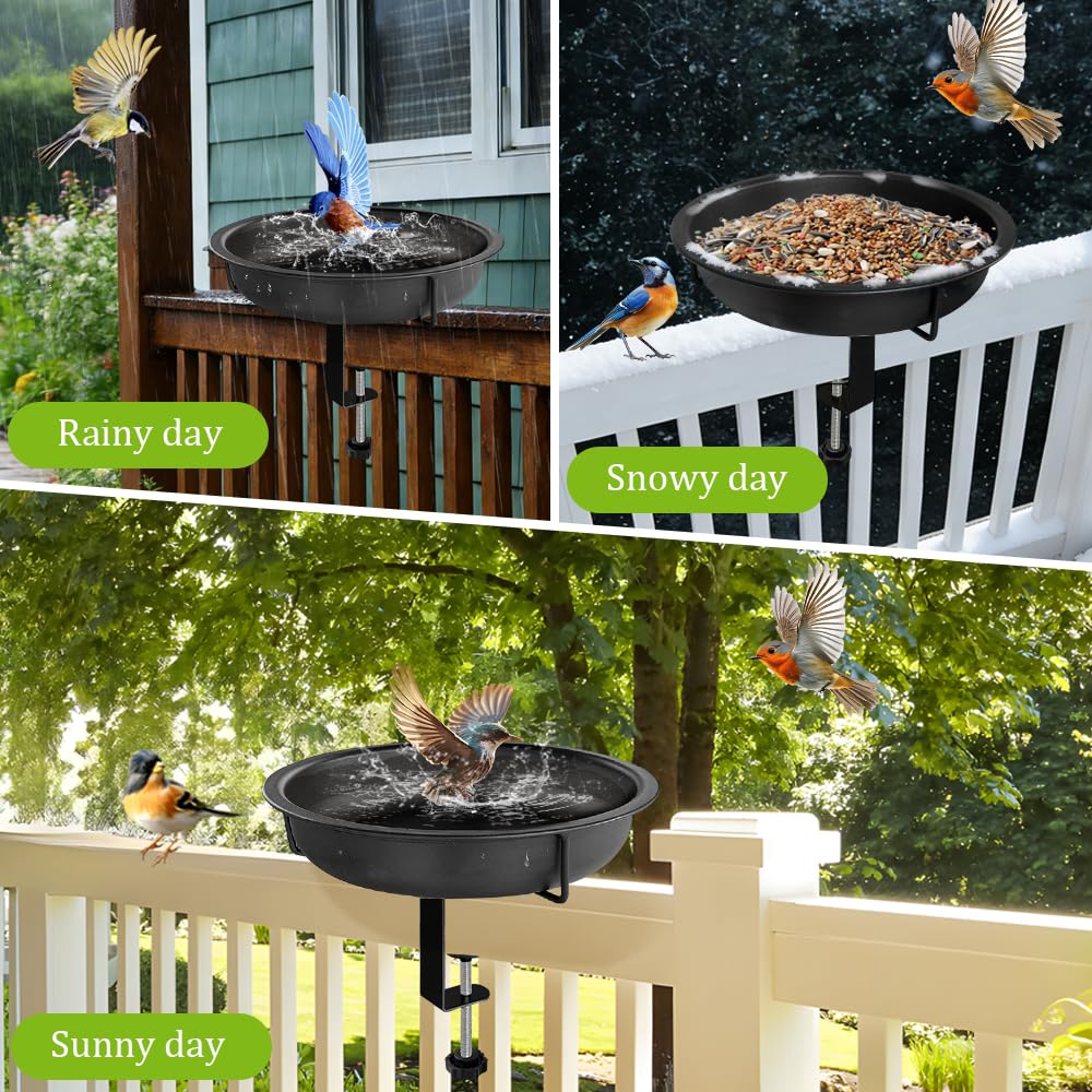 Bseical Bain D'Oiseaux Pour Balcon, Support De Bain D'Oiseaux, Station D'Alimentation Pour Balustrades De Balcon, Jardin