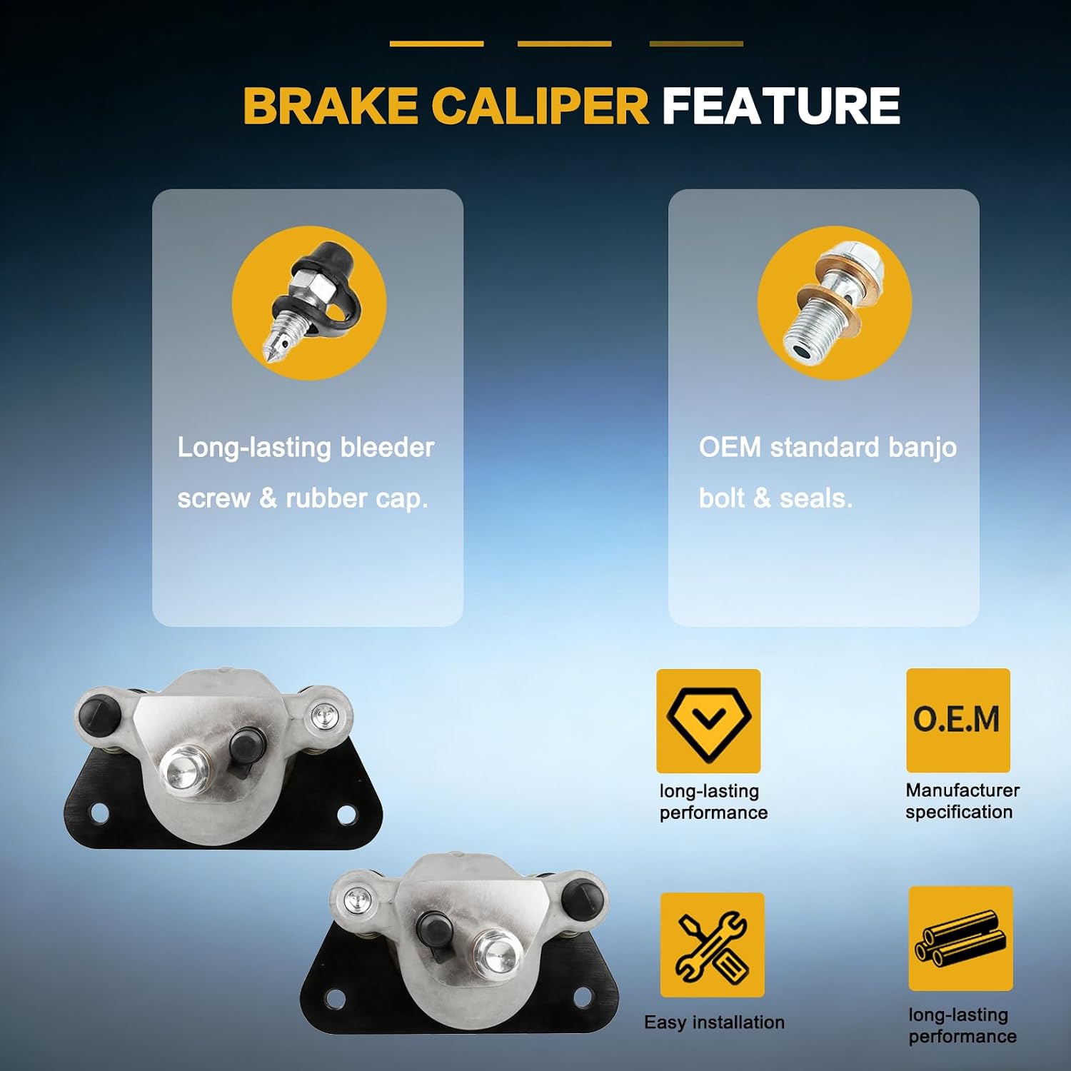GSPSCN Rear Left Right Brake Calipers w/Pads & Bracket for 2019-2024 Polaris General XP 1000丨PRO XD 2000D/2000G/Full Size丨Ranger 1000丨Ranger EV Full Size 1912815 1912816 1912817