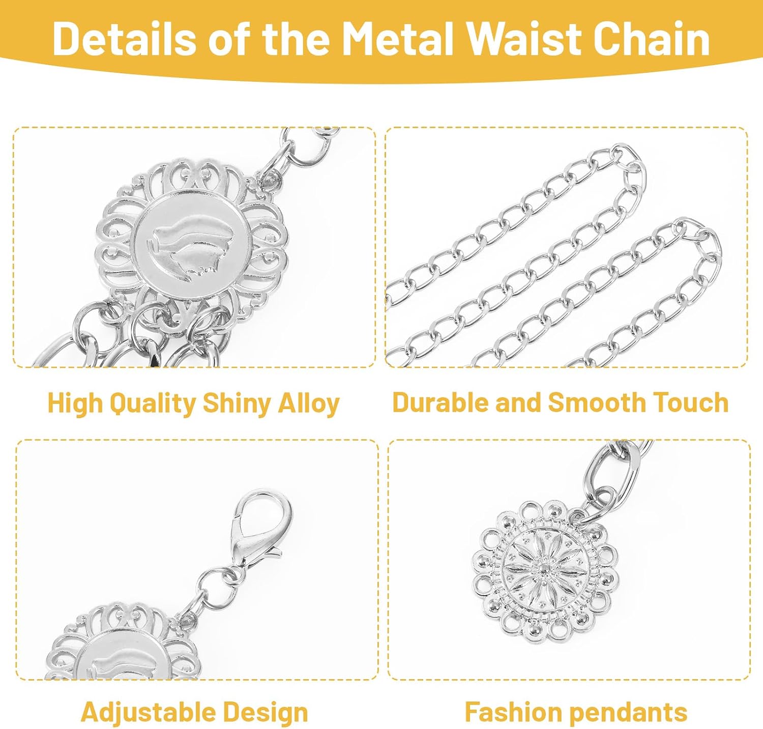 Multilayer Chain Belt, Waist Chain Belt Fashion Adjustable Metal WaistChain Belts Body Jewelry for Women