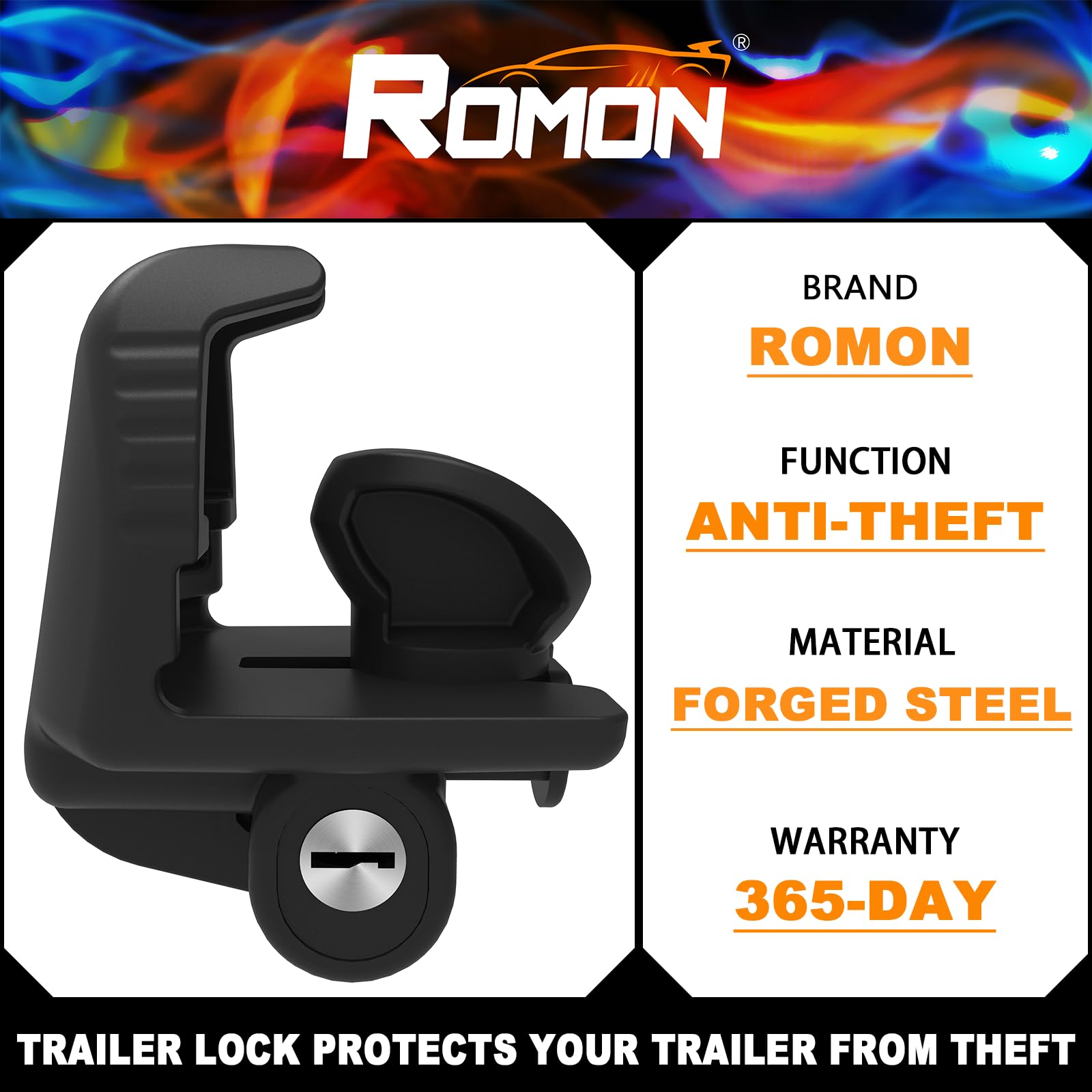 ROMON Trailer Hitch Lock with Keys, fit 1-7/8