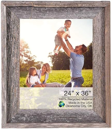 HomeRoots 24X36 Rustic Smoky Black Picture Frame With Plexig