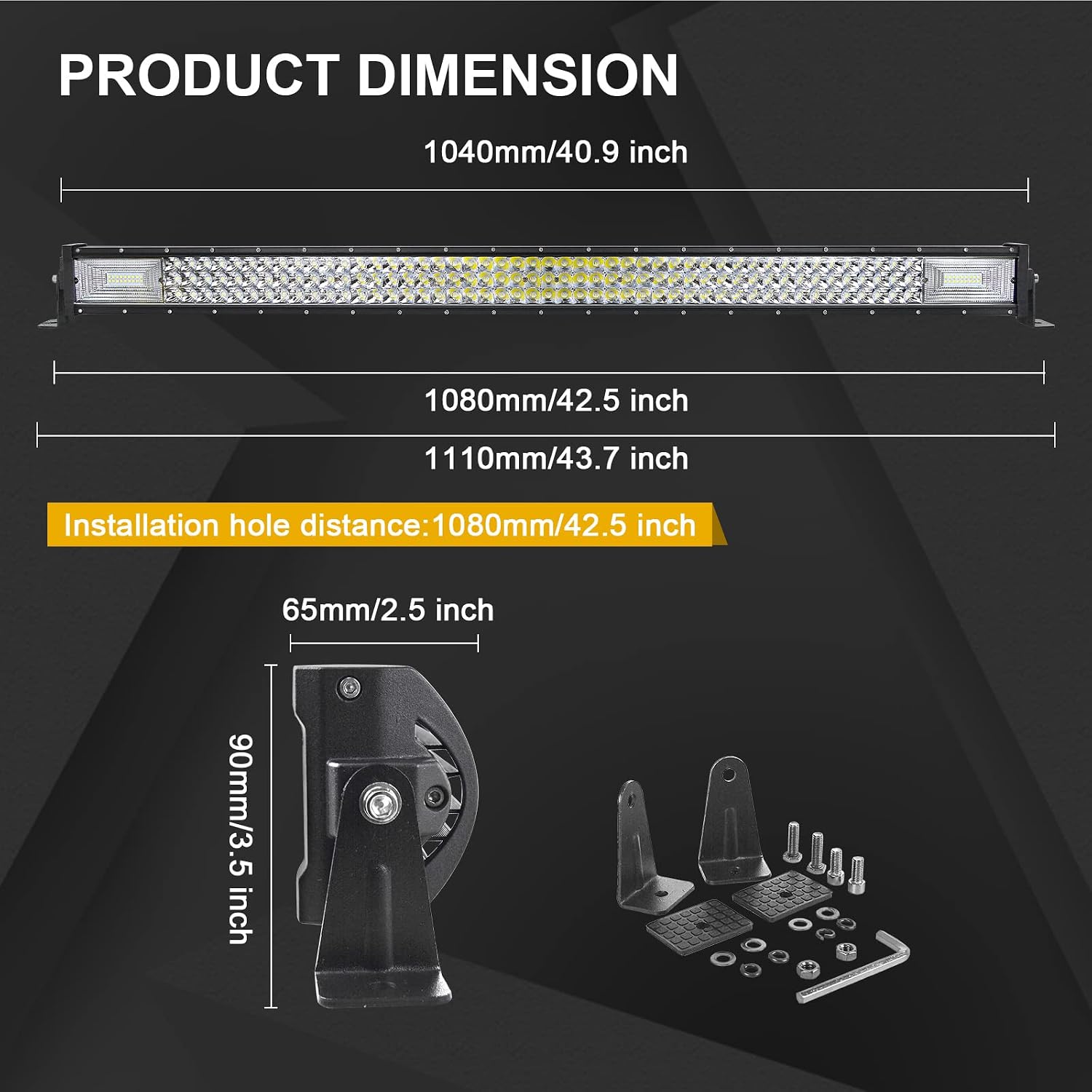 Willpower 42 Inch 540W LED Light Bar 12V 24V Spot Flood Combo Beam Driving Lights IP67 Waterproof Work Fog Lamps for 4X4 Offroad Truck Car SUV ATV Vehicle Boat Lighting