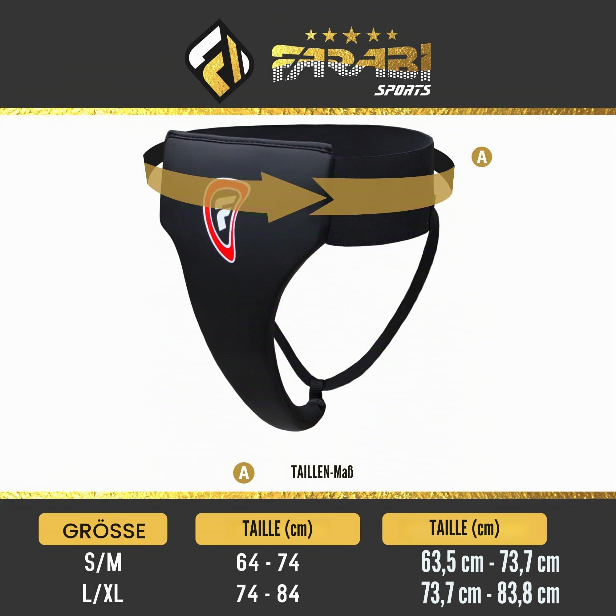 Farabi Sports Tiefschutz für Damen, Genitalschutz für Kickboxen, Kampfsport (S/M, Black)