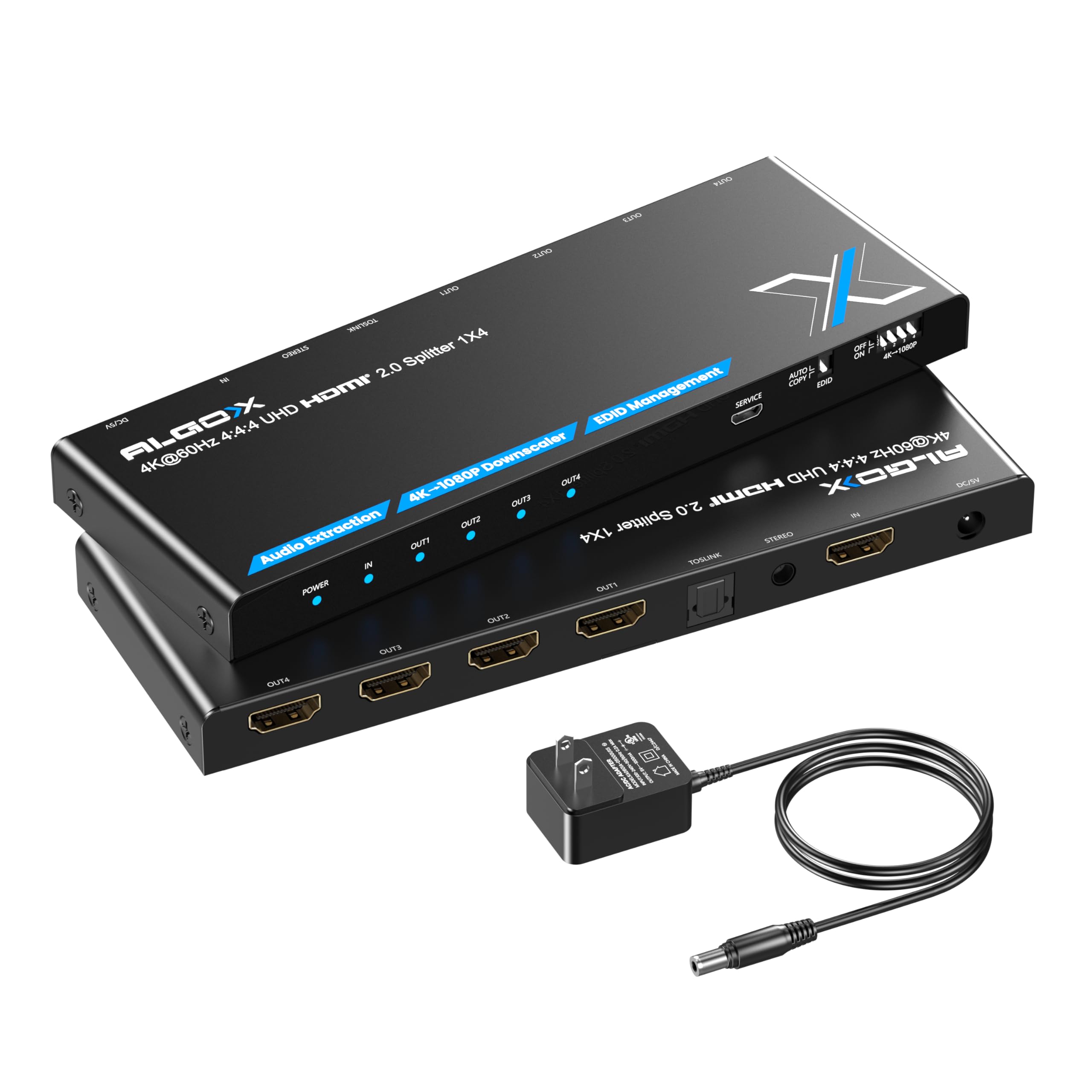 Amazon.com: 4K HDMI Splitter 1x4 with Audio Extractor, Downscaler