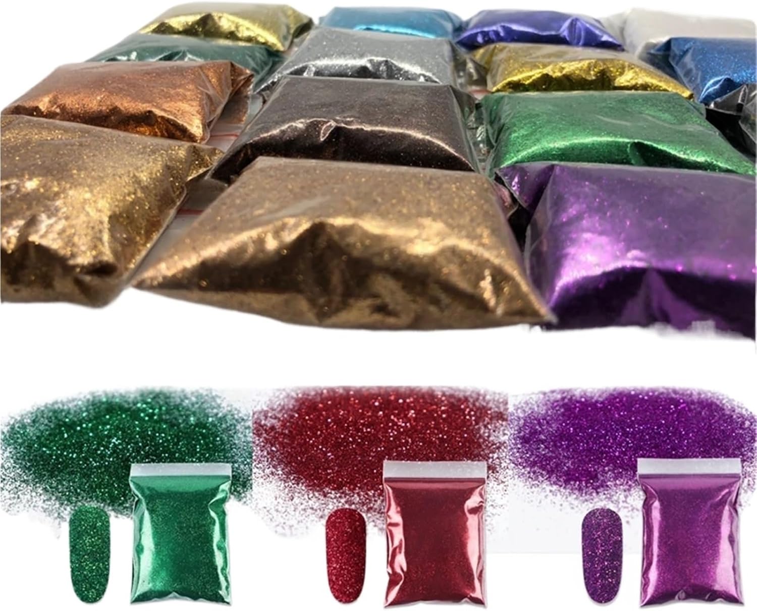 Fine Glitter for Crafts 1000g Varnish Nails Pigment Glitter Powder Flash for DIY Nail Art Tips Decoration(20)
