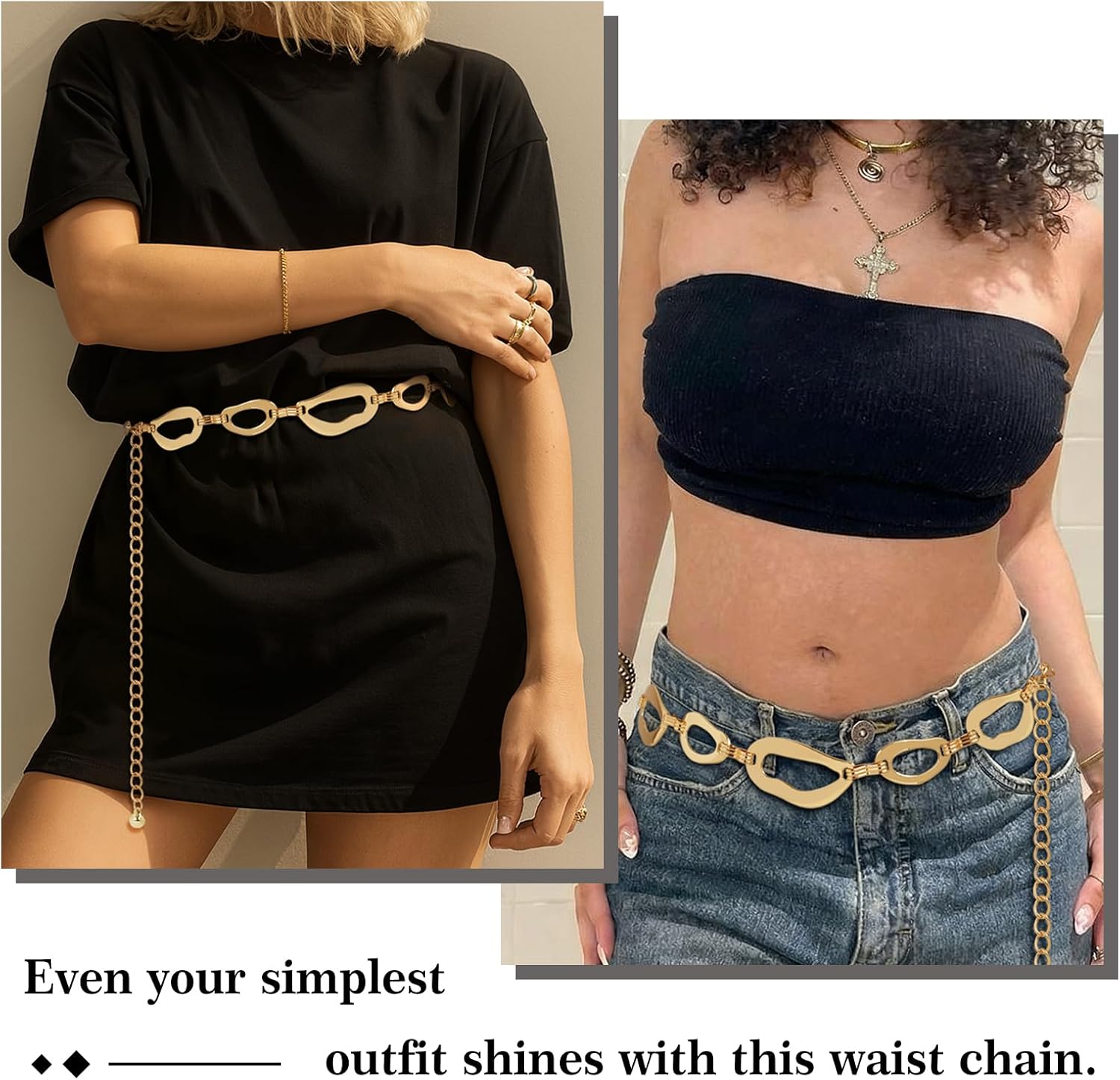 Chain Belt for Women, Adjustable Metal Waist Chain Fashion Decorative Belt for Dresses Jeans or Outfit - Image 4