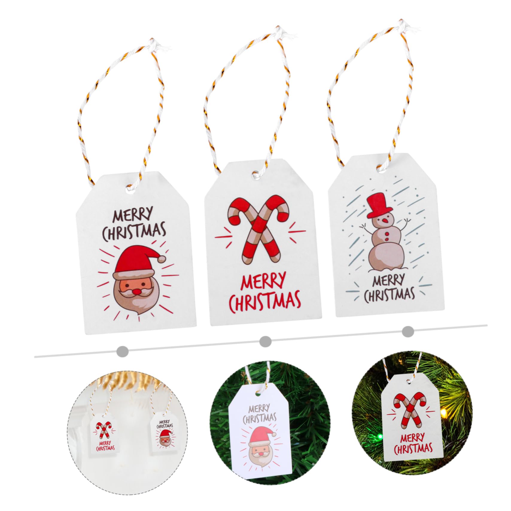 FRCOLOR 900stücke Weihnachtsaufkleber Mit Schnur Festliche Papieranhänger Für -projekte Und Weihnachtsbaumdekoration Bunte Designs Weihnachtsmann Und Zuckerstange