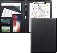 Vista 23 de WAVEYU Carpeta para CV, Portadocumentos, Portapapeles de piel sintética con cubierta para soporte legal, tamaño A4, para bloc de notas