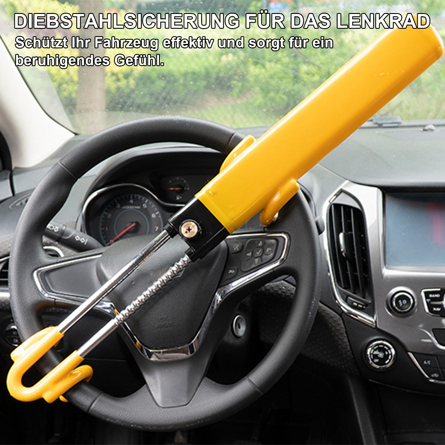 verstellbares Auto-Lenkradschloss inklusive 3 Schlüssel | Diebstahlsicher für Autos, SUVs & Wohnmobile, robust mit PVC-Kratzschutz, universell einsetzbar