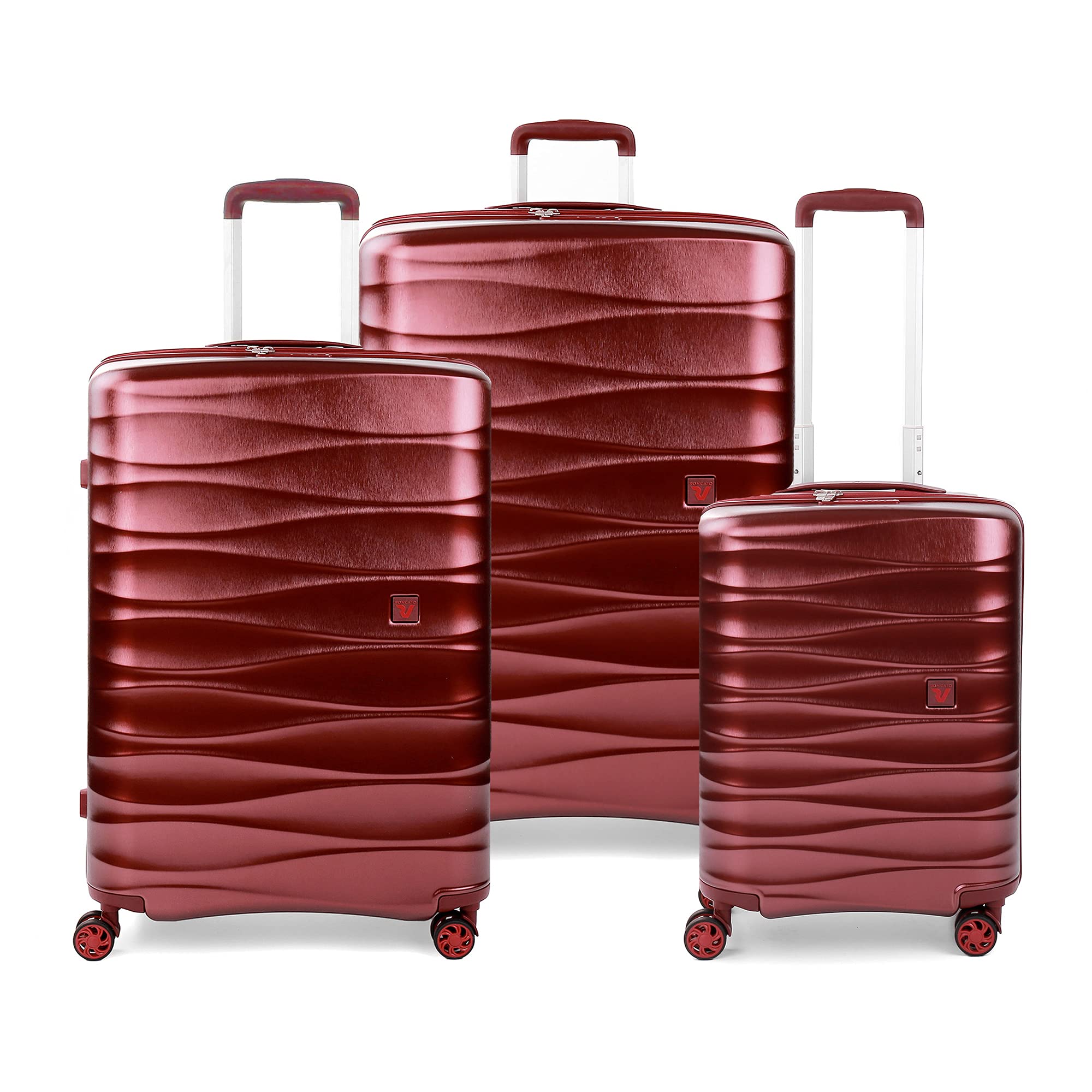 RONCATO STELLAR Hartschalenkoffer-Set – 3-teilig, TSA-Schloss, 4 Lenkrollen, Erweiterbar, Dunkelrot