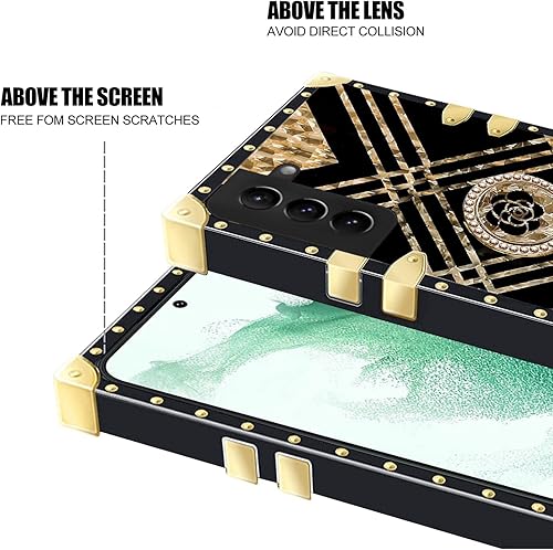 Miniatura 4 de KuDiNi Funda para Galaxy S22 Plus, S22+ para mujer, a prueba de golpes, TPU retro, clásica, de lujo, protección completa con función atril