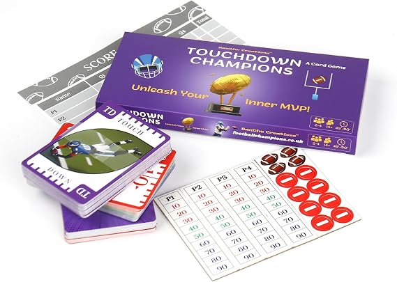 Touchdown Champions Football Card Game - Sports Strategy Card Game - Family Game Night Card Games for 2-4 Players - Perfect for Gifts Super Bowl Parties 14+ by SanDim Creations
