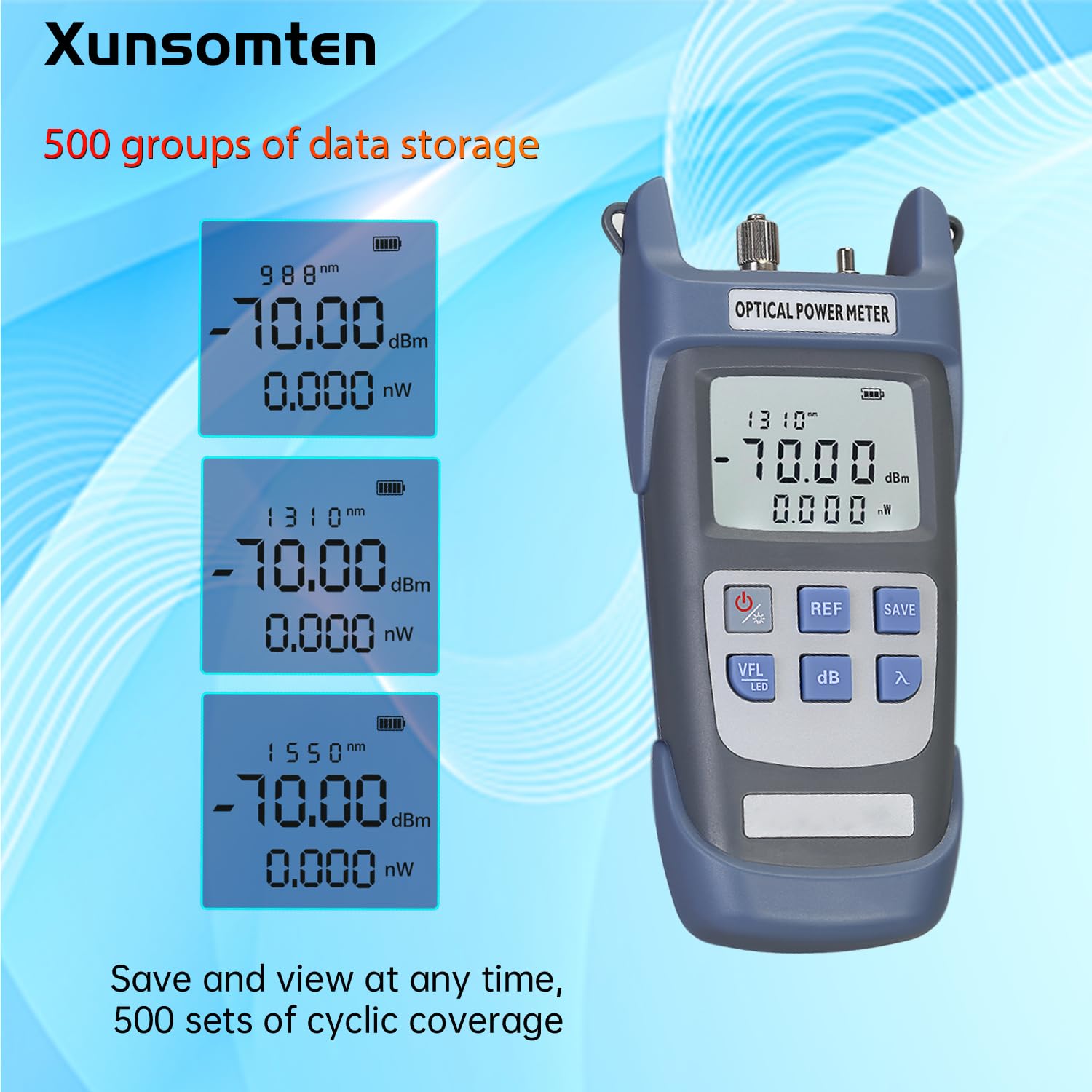 Fiber Optic Tester 3 in 1 Function Optical Power Meter (FC/SC/ST) & VFL Visual Fault Locator & LED Lighting, OPM & VFL Fiber Optic Tester, Range: (-70) dBm ~ (+10) dBm. 2pcs (OPM-VFL-10)