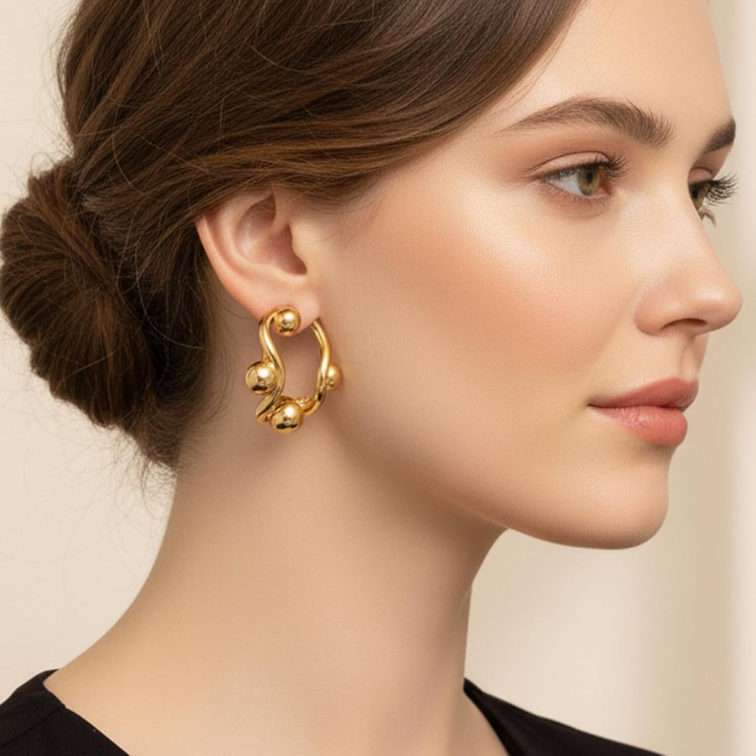 Chunky Gold Hoop Earrings for Women 18K Gold Plated Thick Hoops Earrings Small Chunky Hoops - Image 2