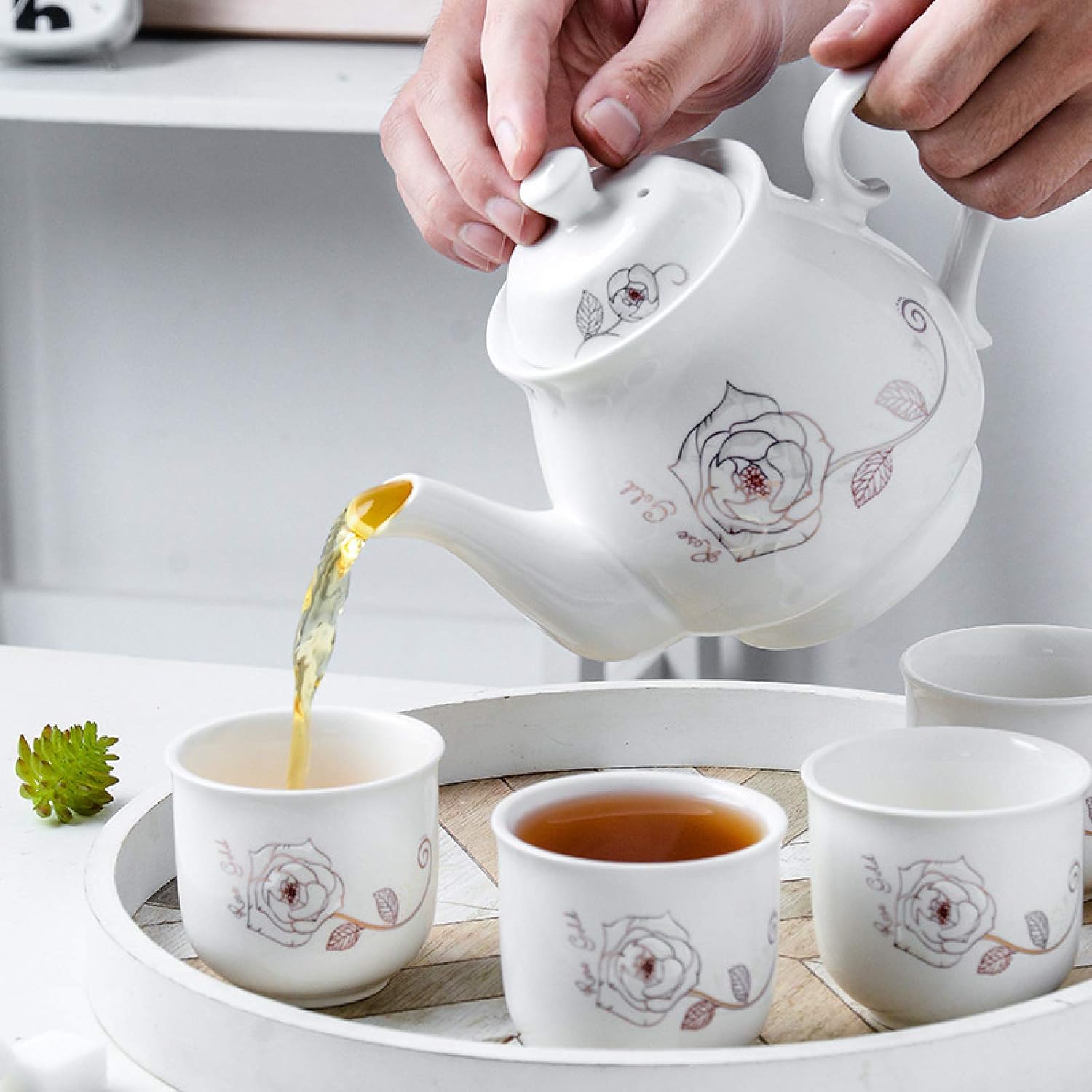 三松貿易 ミニチュア食器 ティーセット 白地金縁 4客 カップ