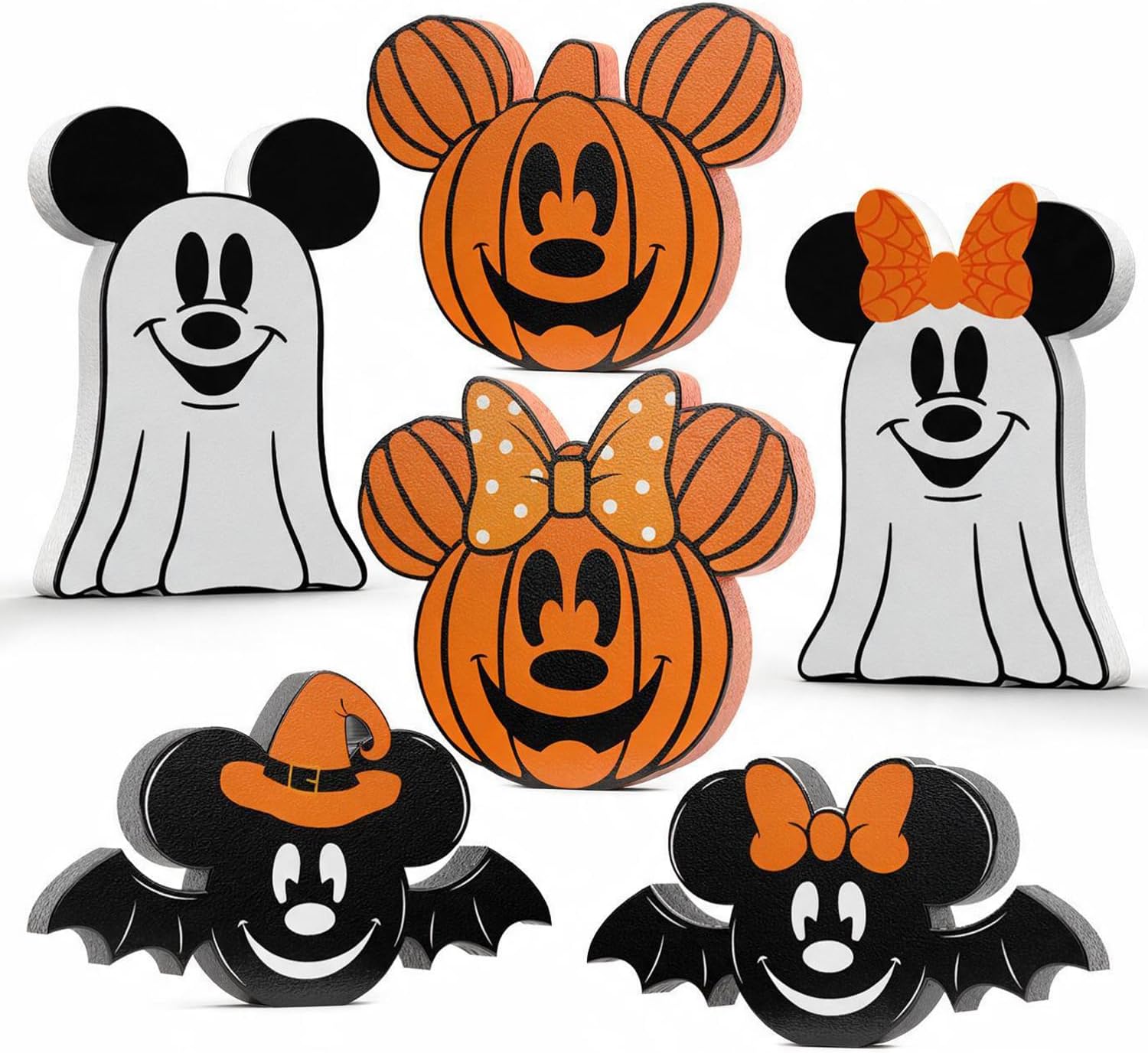 6Pcs Mouse Halloween Decorations Wooden Table Centerpiece