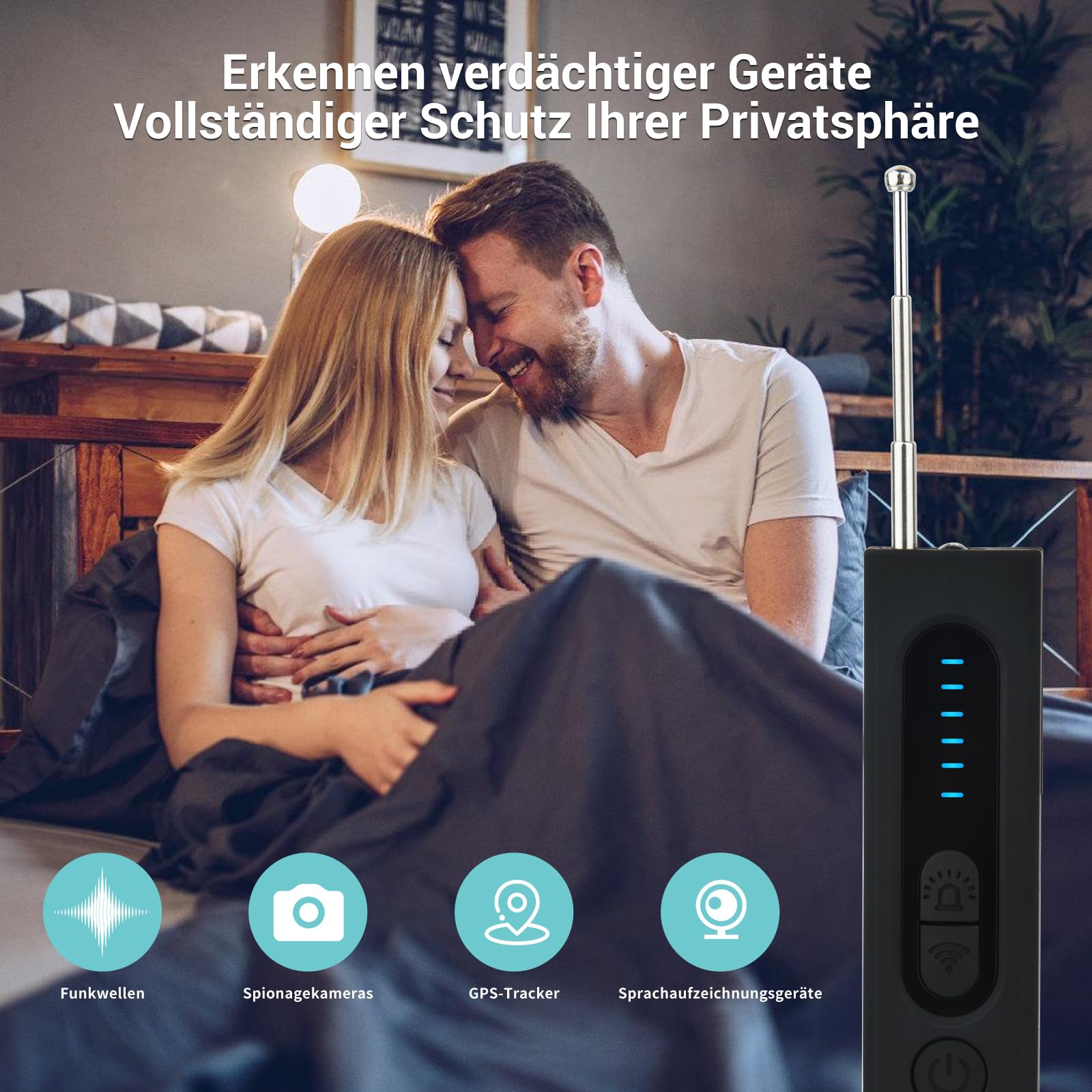 Detecteur de Camera Micro Espion: Bug Détecteur RF sans Fil pour Caméra Dissimulée,Anti-Espion Bugs GPS Tracker Scanner Cachée GSM ÉCoute Device Finder pour Bureau à Domicile Hôtel