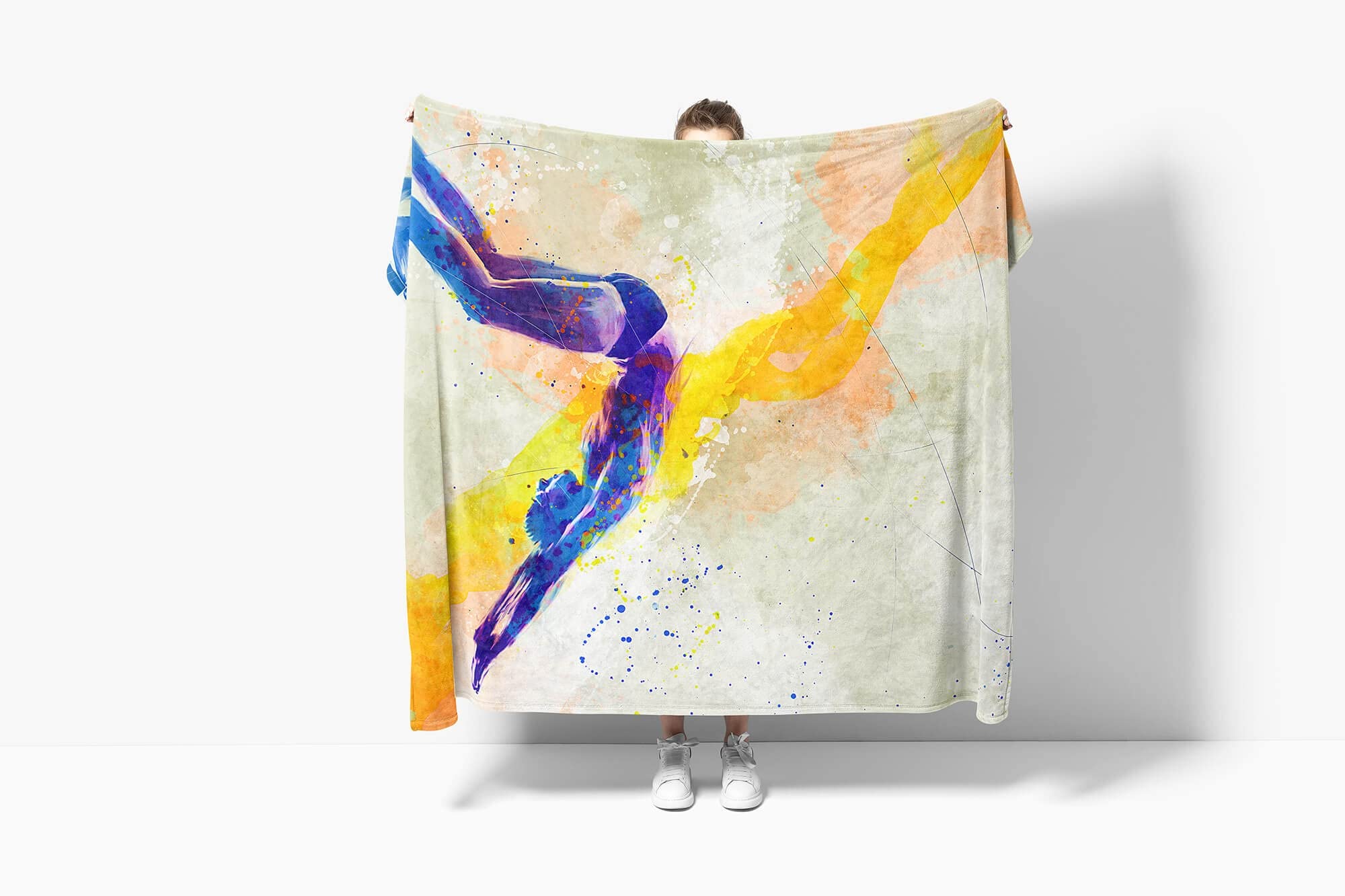 SplashArt Sport Handtuch Strandhandtuch Saunatuch Kuscheldecke Kunstvoll Schwimmen IV SPO Größe 180 x 130 cm (Tagesdecke - Sherpa Flies)