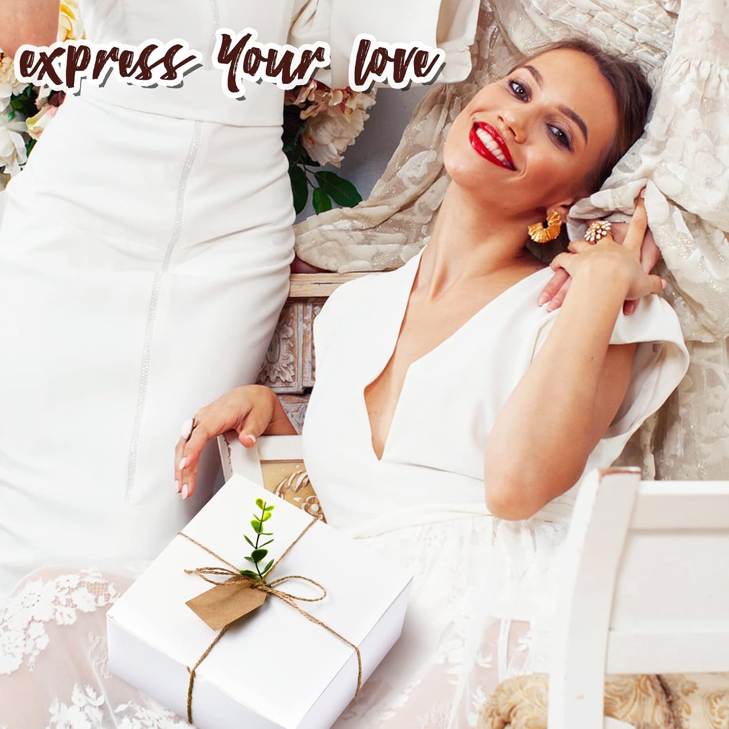 Crtiin 8 Pack Gift Boxes Set 8 x 8 x 4 Inch White Paper Bridesmaid Proposal Gifts Box with Lids for Presents Wedding Bridal Valentine's Day Easter Mother's Day Birthday Gift Packaging Party Favors