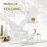 Vista 3 de nevilywood Silla Adirondack plegable, respaldo ergonómico extendido, portavasos, fácil montaje, plástico HDPE duradero, resistente a la intemperie