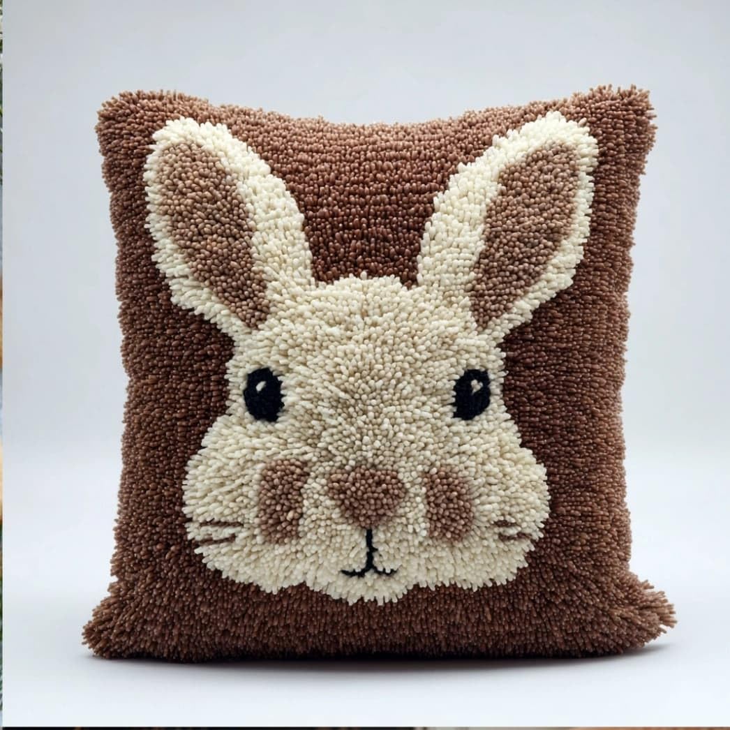 Axiangzik C Latch Hook Ushion Kit,Rabbit Diy Throw Pillow Over 43X43cm