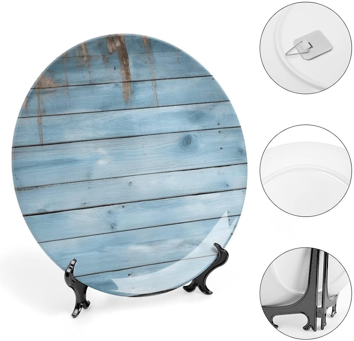Blue Wood Ceramic Decorative Plate, Bone China Plates image 4