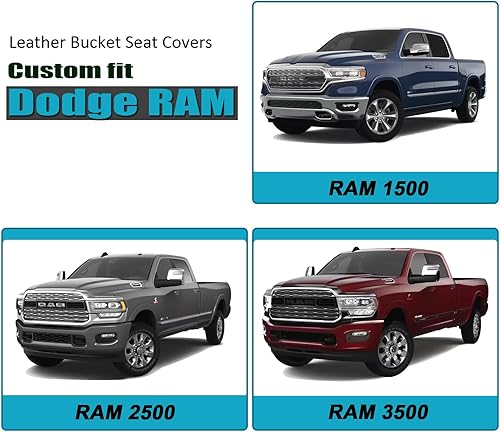 Miniatura 2 de GIANT PANDA Fundas de asiento delantero de automóvil, ajuste personalizado para Dodge Ram 1500, 2500, 3500, protectores de asiento de camiones (rojo)