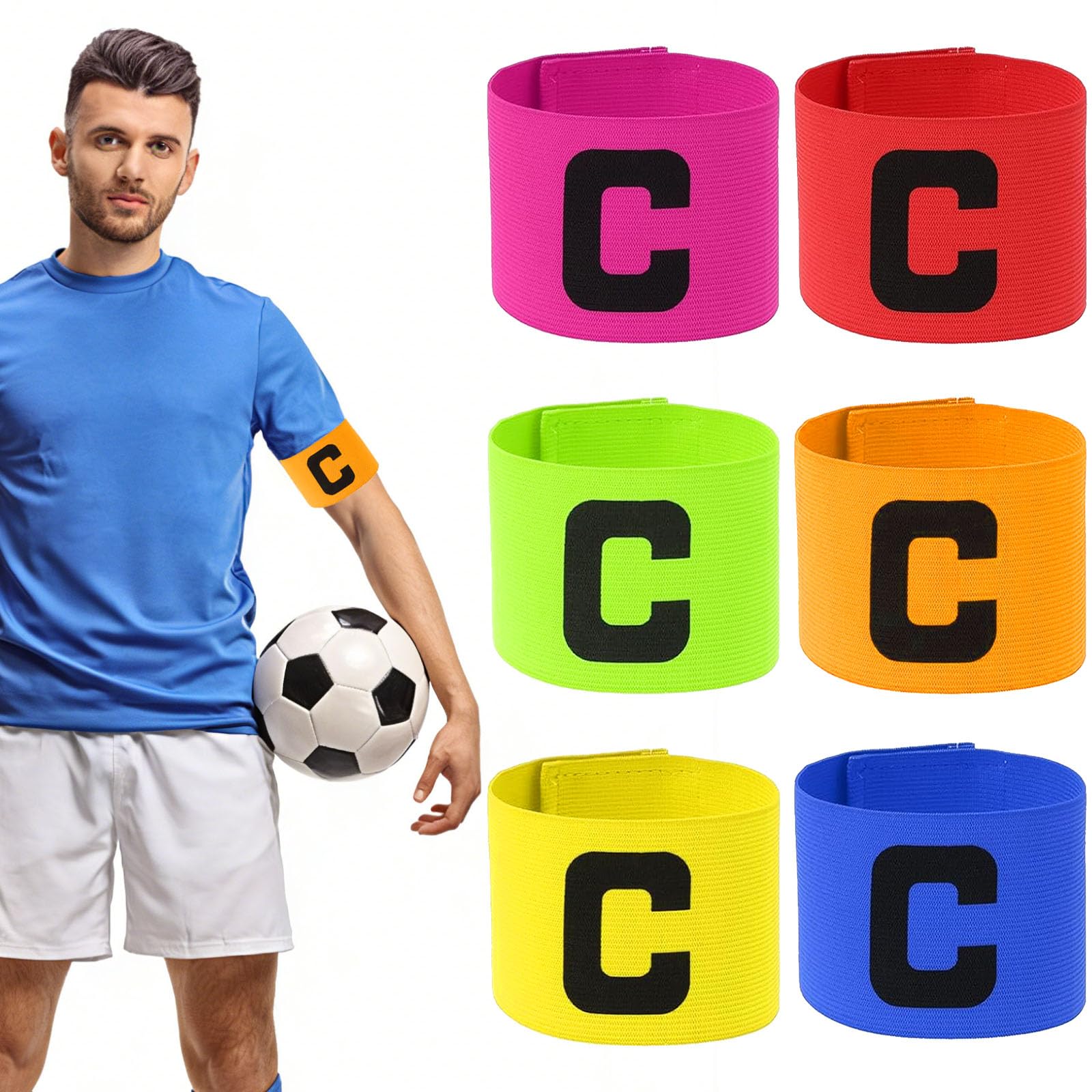 Fascia da calcio da capitano, regolabile, per bambini e adulti, per molti sport