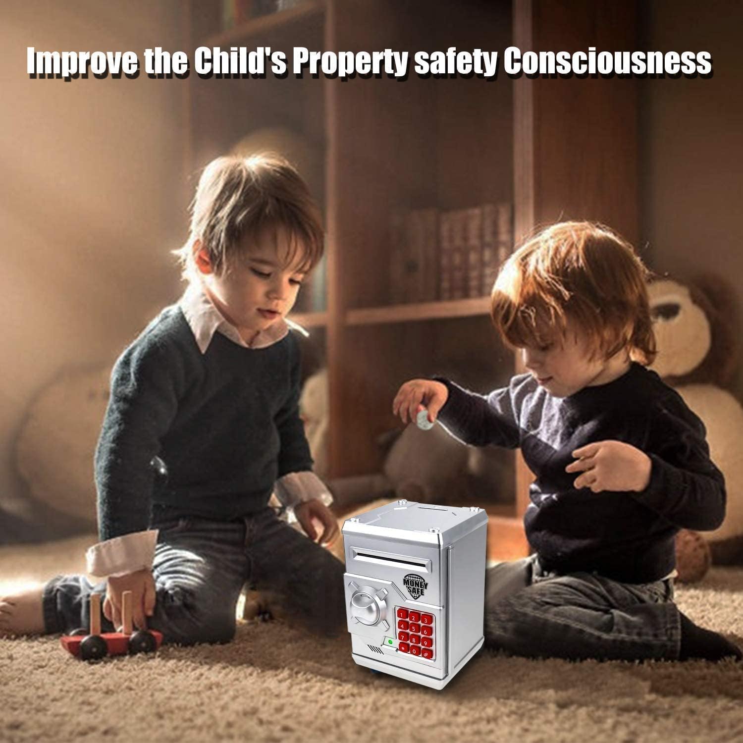 Kids Money Bank, Electronic Piggy Banks x2Pcs, Great Gift Toy for Kids Children, Auto Scroll Paper Money Saving Box Password Coin Bank,Perfect Toy Gifts for Boys Girls Age 3+