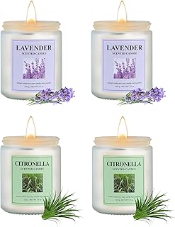 Lavender Citronella Scented Candle Set | 30oz 200H Long-Lasting Aromatherapy Candles for Home, Bedroom, Yoga, Gifts (4 Pack)