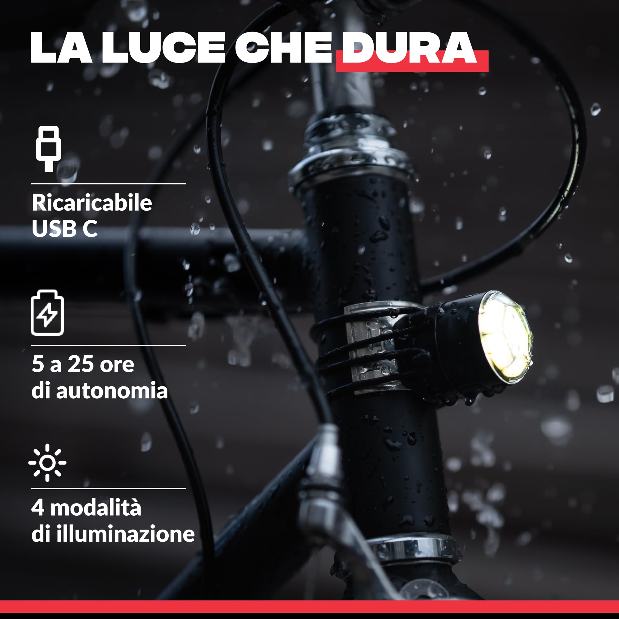 SHAPEHEART Light_Mini_White Luce della bicicletta Anteriore Adulto Unisex, Nero, Singolo
