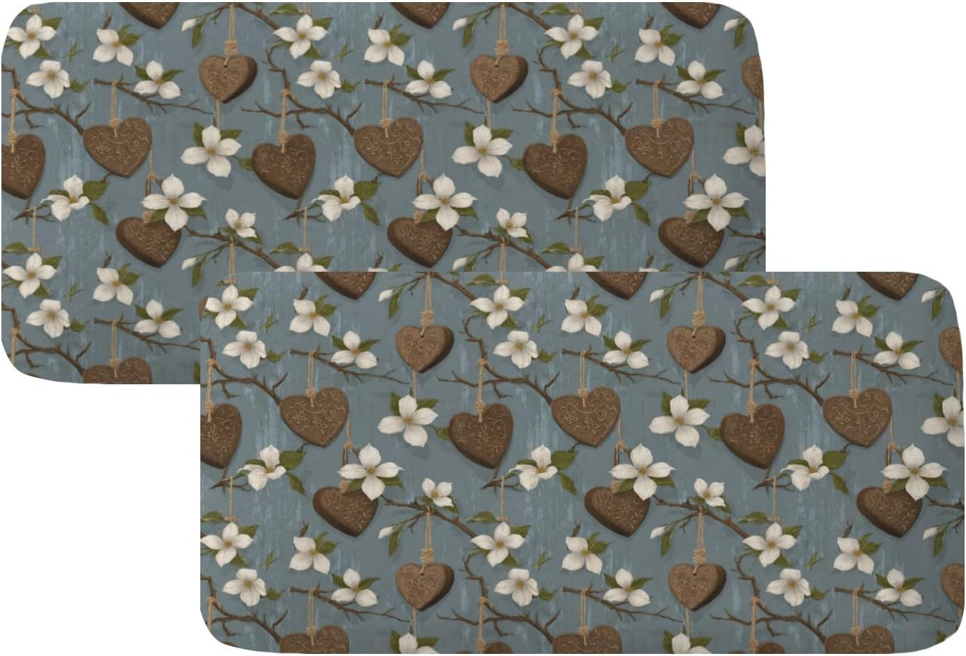Art Rustic Heart Bloom Loveseat Covers Couch Covers for 2 Cushion Couch, 2-Piece Stretch Sofa Slipcovers Anti-Slip Washable Furniture Protectors for Dogs Pets