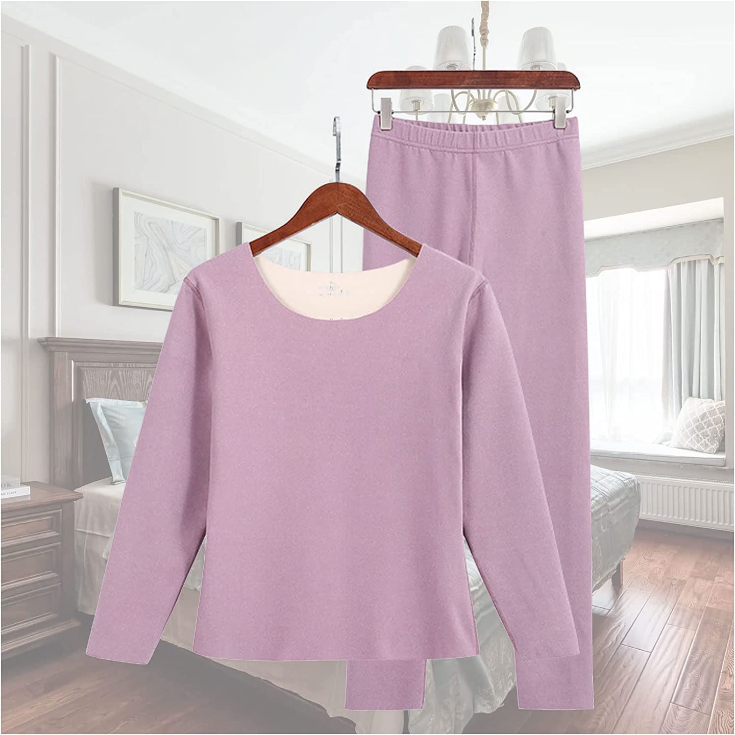 GLCMN Thermal Underwear,Thermal Winter Warm Base Layer Tops Leggings,for Daily Wear and Skiing,for Sport Yoga Run,for Sport Yoga Run-Woman A||2XL