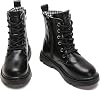 DADAWEN Boys Girls Waterproof Lace Up Glitter Mid Calf Combat Boots With Side Zipper for Toddler/Little Kid/Big Kid