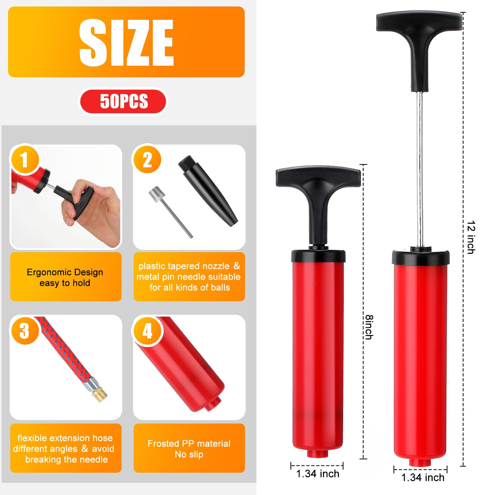 Jerify Kits de bomba de pelota deportiva de 8 pulgadas con agujas