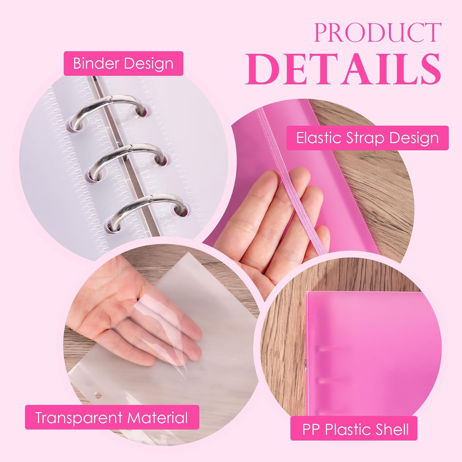 UNIMEIX Binder Cover with 12 Replacement Pages for Die Storage Storage Stamp and Die Storage Die Cut Storage Supplies (Pink)