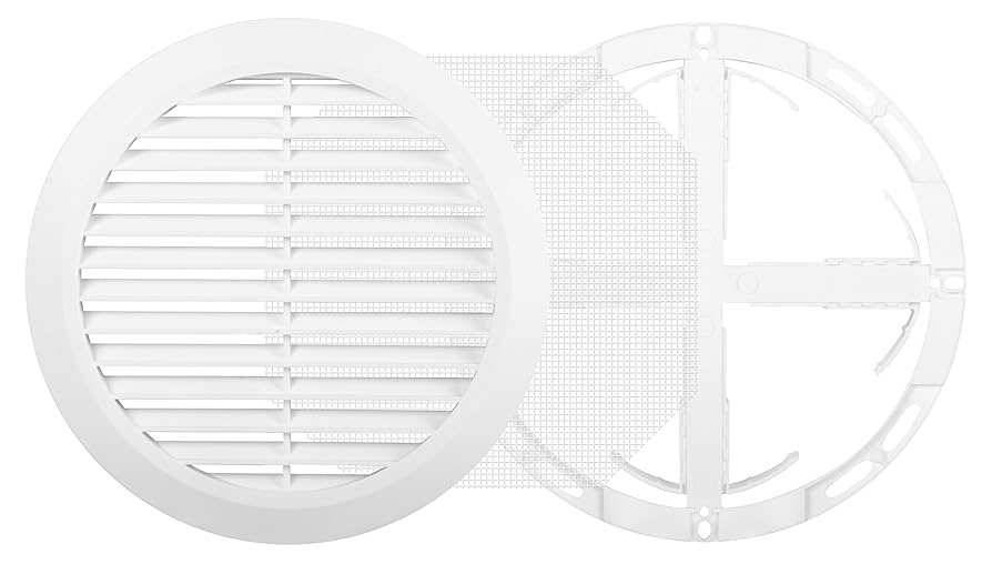 Griglia Di Scarico Ventilazione Rotonda - Plastica Bianca, Ø100-150 Mm | Con Zanzariera - Foto 7