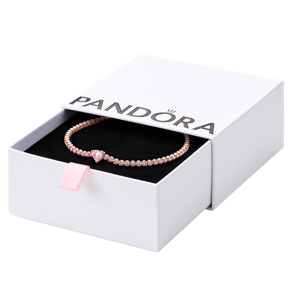 Amazon.com: PANDORA Sparkling Heart Tennis Bracelet - 14k