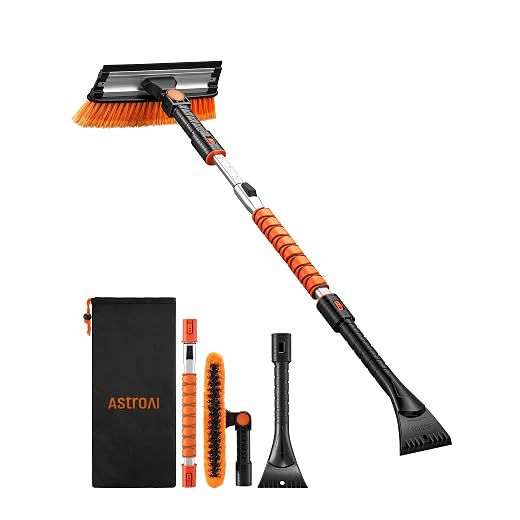 AstroAI 46" Extendable 3-in-1 Snow Brush & Ice Scrapers for Car Windshield