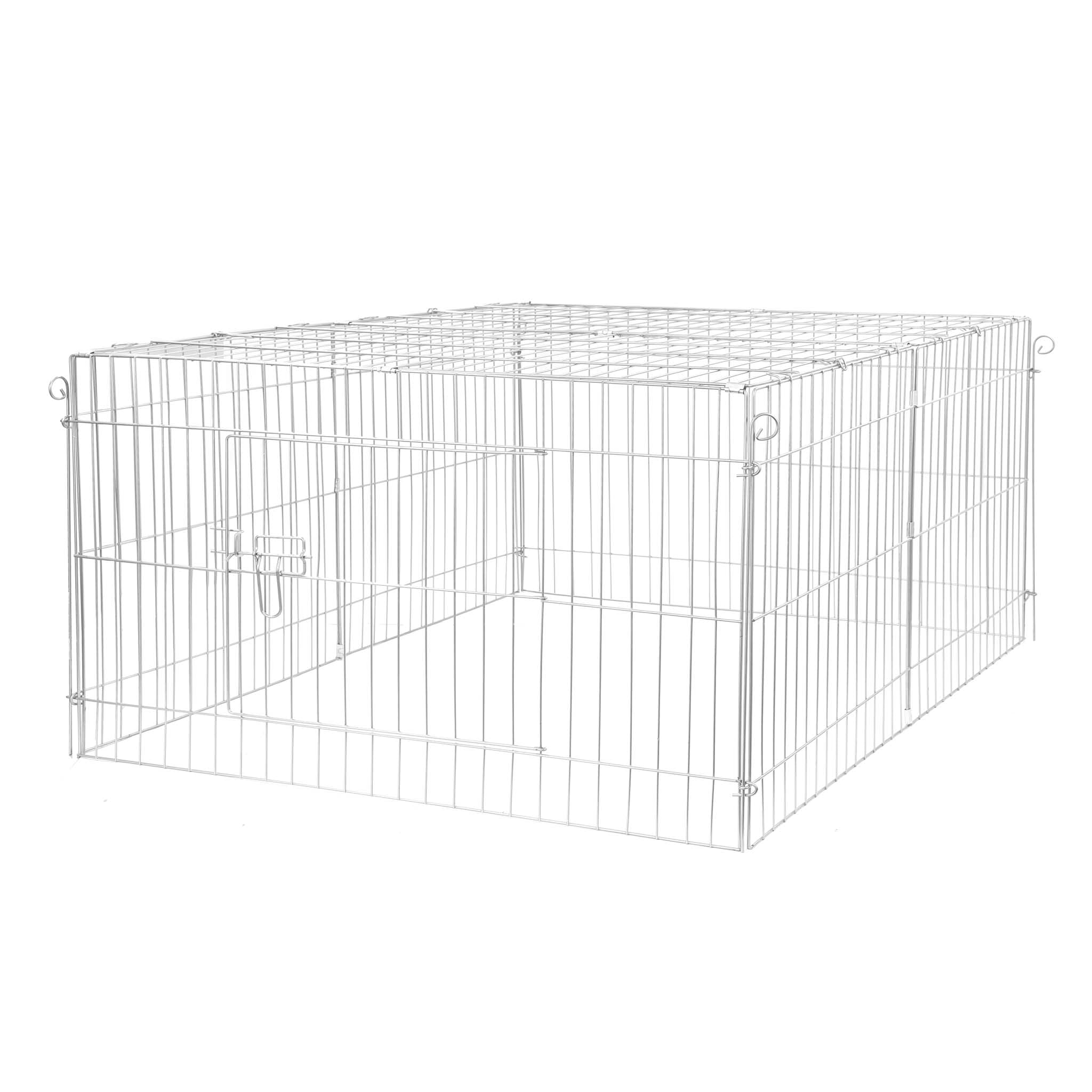 Wiltec Parc enclos pour Petits Animaux domestiques – 1440 x 1160 x 580 mm – en Acier – Clôture verrouillable avec Protection Solaire – Cage Lapin Hamster Cochon d'Inde Tortue Rongeur