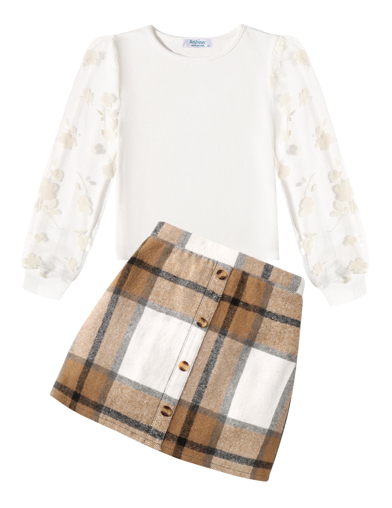 Set 2 Pezzi Per Ragazza: Maglia A Costine Con Scollo A V E Pantaloni A Quadri A Gamba Larga - Autunno Inverno 6-14 Anni