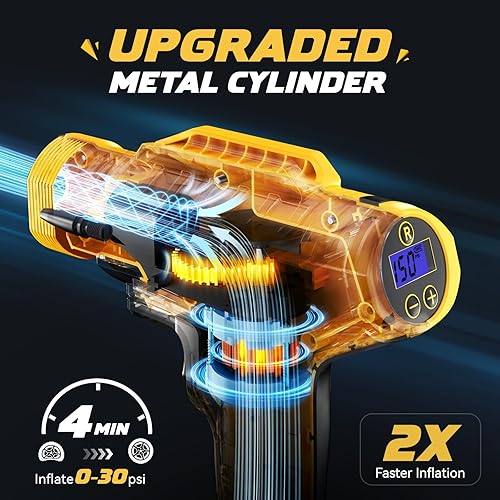 Miniatura 3 de Compresor de aire inalámbrico para inflador de neumáticos Dewalt 2024 con batería máxima de 20 V, bomba de aire portátil de mano con manómetro