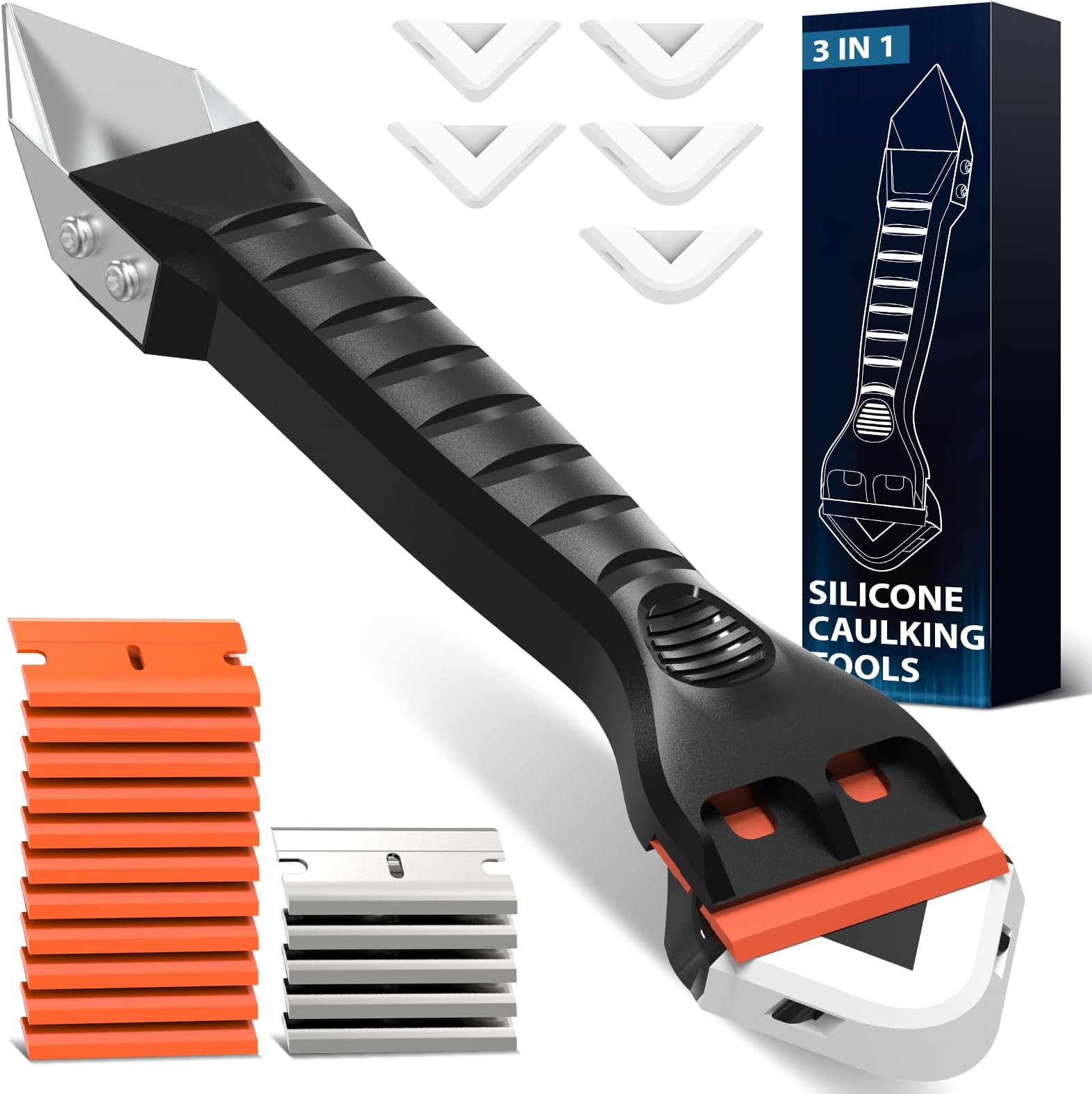 Silicone Caulking Tool Caulk Remover 3 in 1 - Upgraded Grout Removal ...