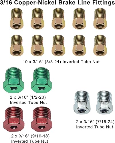 Miniatura 8 de Kit completo de línea de freno de aleación de cobre y níquel de 25 pies 14 de repuesto completo (incluye 16 accesorios), fácil de doblar a mano