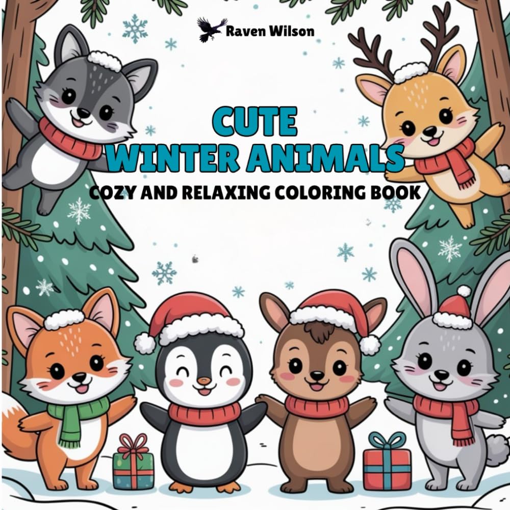 Cute Winter Animals: Cozy And Relaxing Coloring Book For Adults And Teens With 50 Designs of Adorable Animals