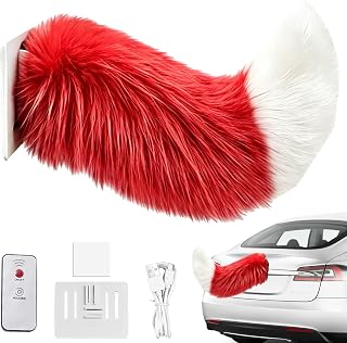 Tail Drift Wobbly Tail Moving Car Foxtail Decoration with Voice Control and Remote Control Rechargeable Mount Swinging Left and Right for Cosplay (Red)