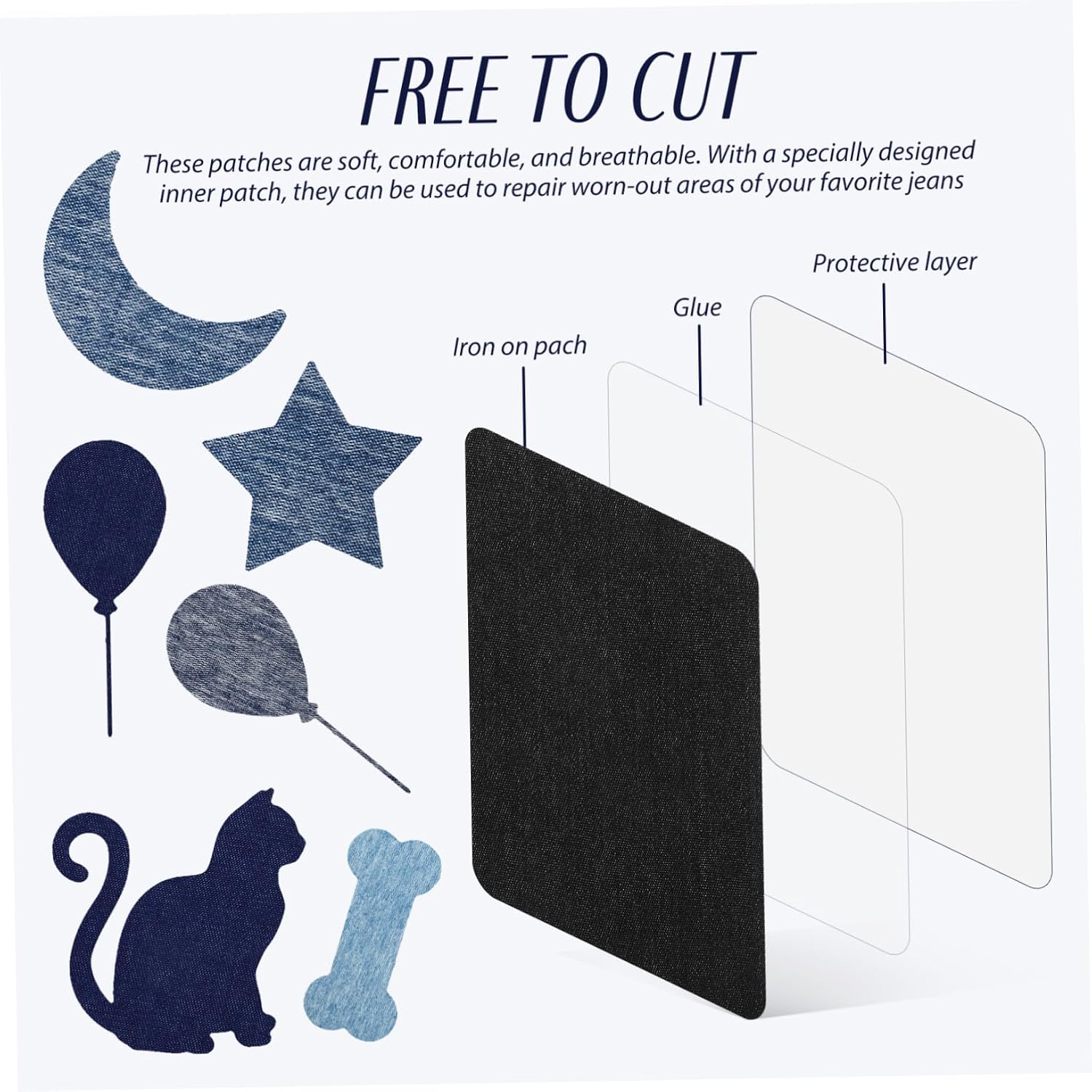 30pcs Iron Jean Patches Cotton Fabric Patches for Clothing Repair No Sew Fabric Glue for Jeans