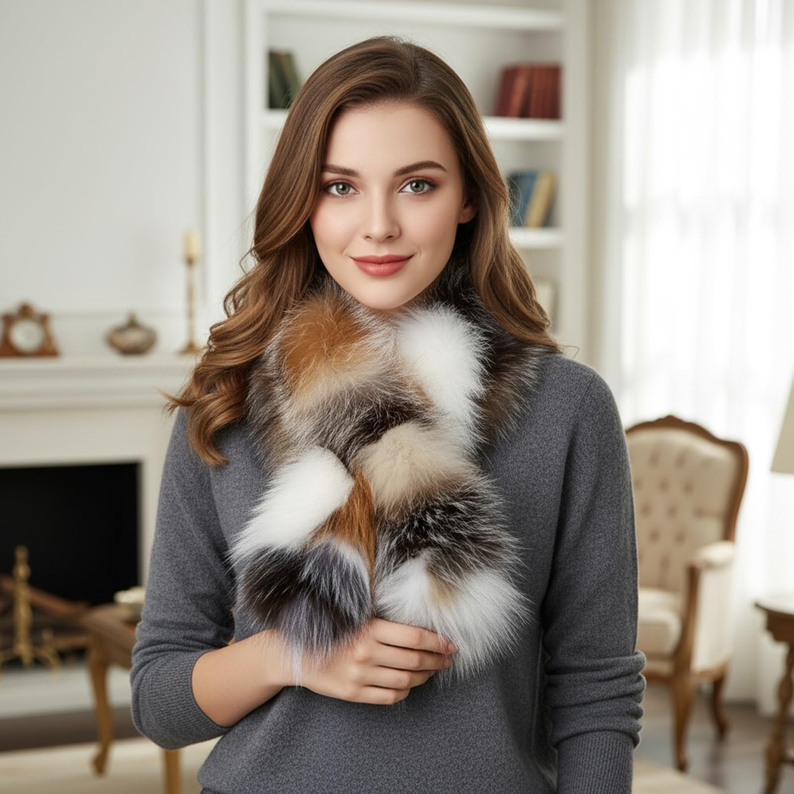 Winter-Plüsch-Schal mit Crossover-Design, Mehrzweck-Halswärmer und Kragendekoration, 10 Farboptionen, Winter-Halstuch